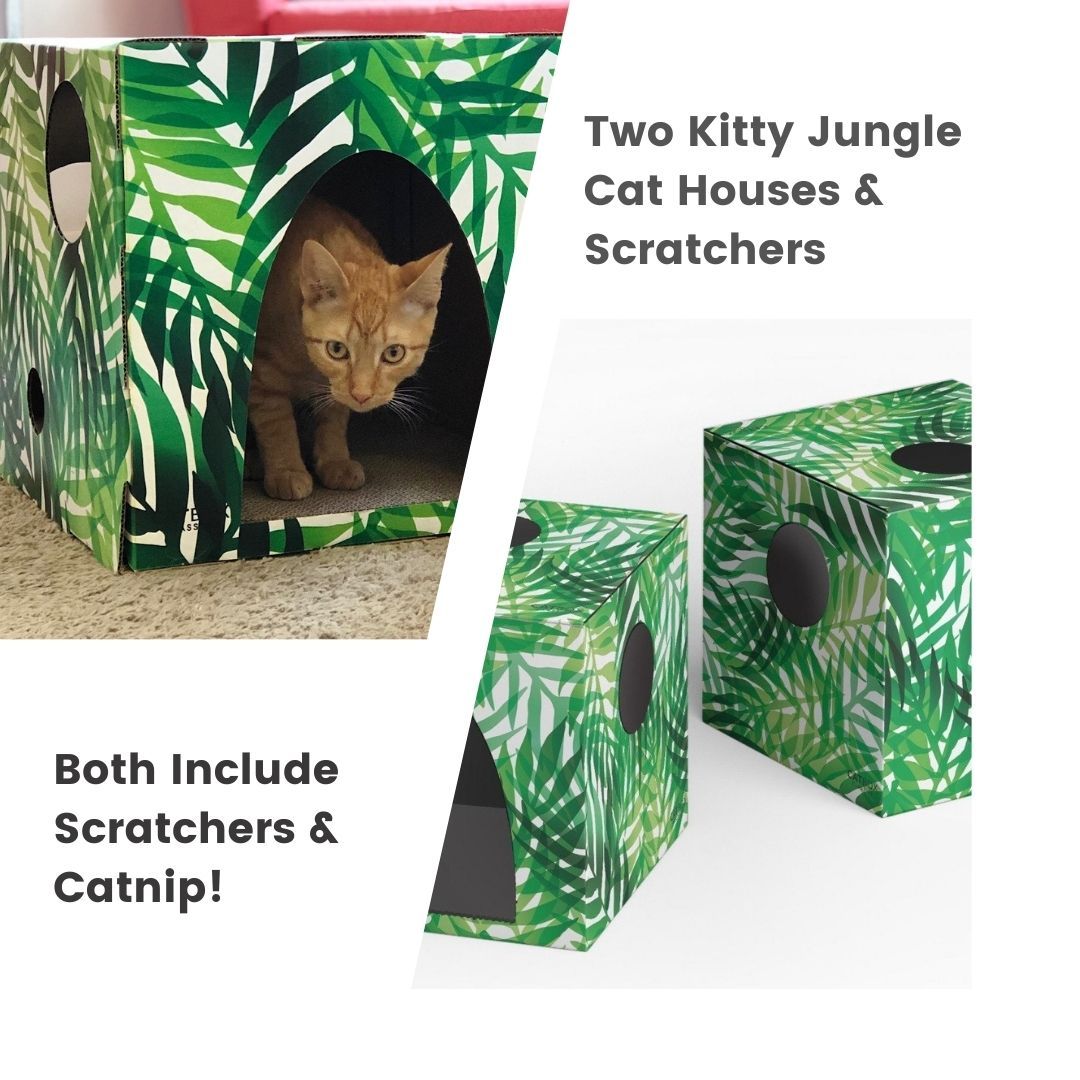 Two kitty jungle cardboard cat houses