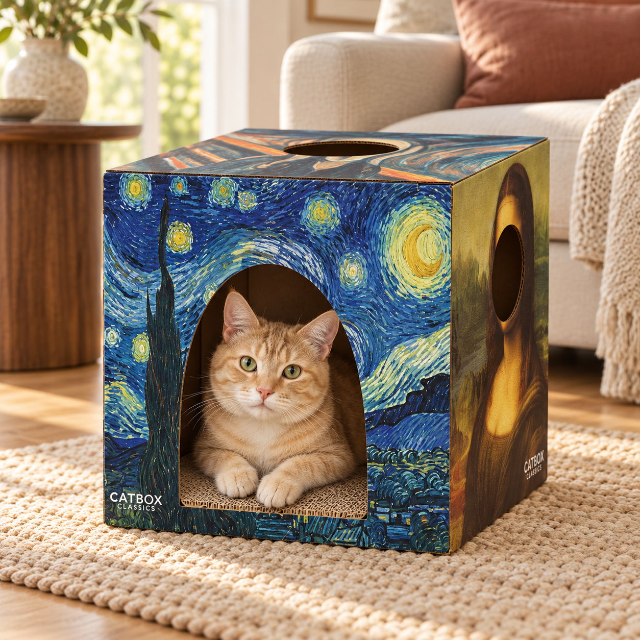 Furry Masterpieces Cardboard Cat House with Scratcher