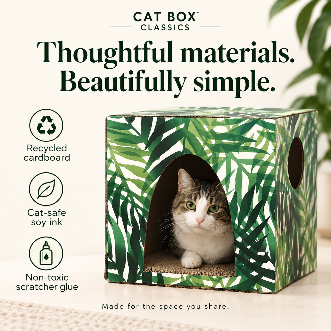 Kitty Jungle Cardboard Cat House with Scratcher