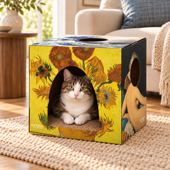 Meow Masterpieces Cardboard Cat House with Scratcher
