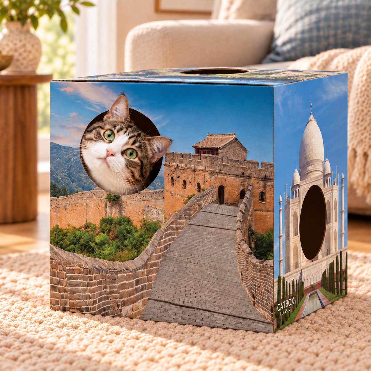 Whiskers of the World Cardboard Cat House with Scratcher