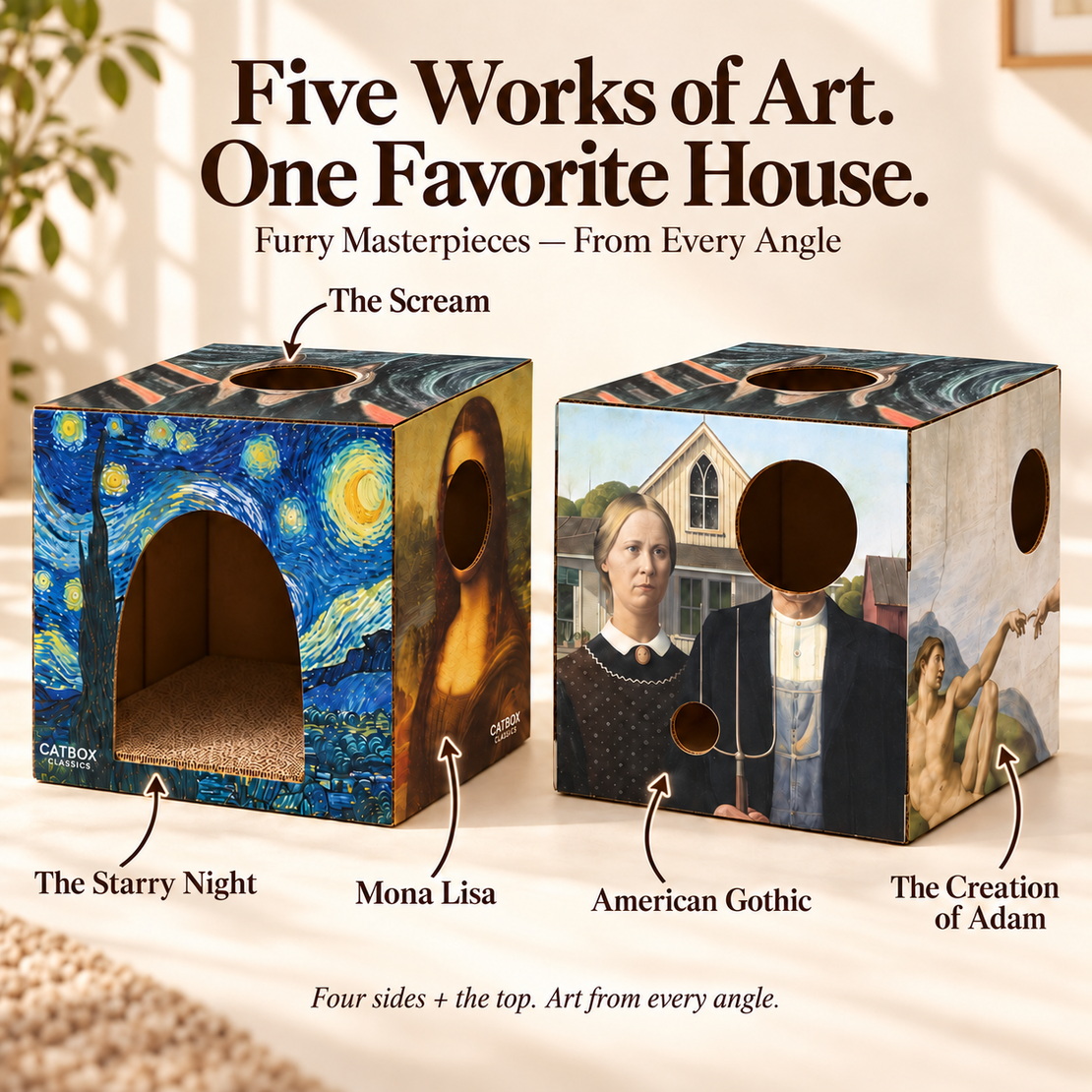 Furry Masterpieces Cardboard Cat House with Scratcher