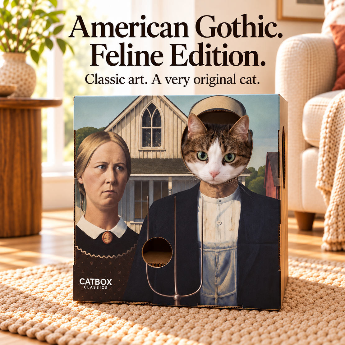 Furry Masterpieces Cardboard Cat House with Scratcher