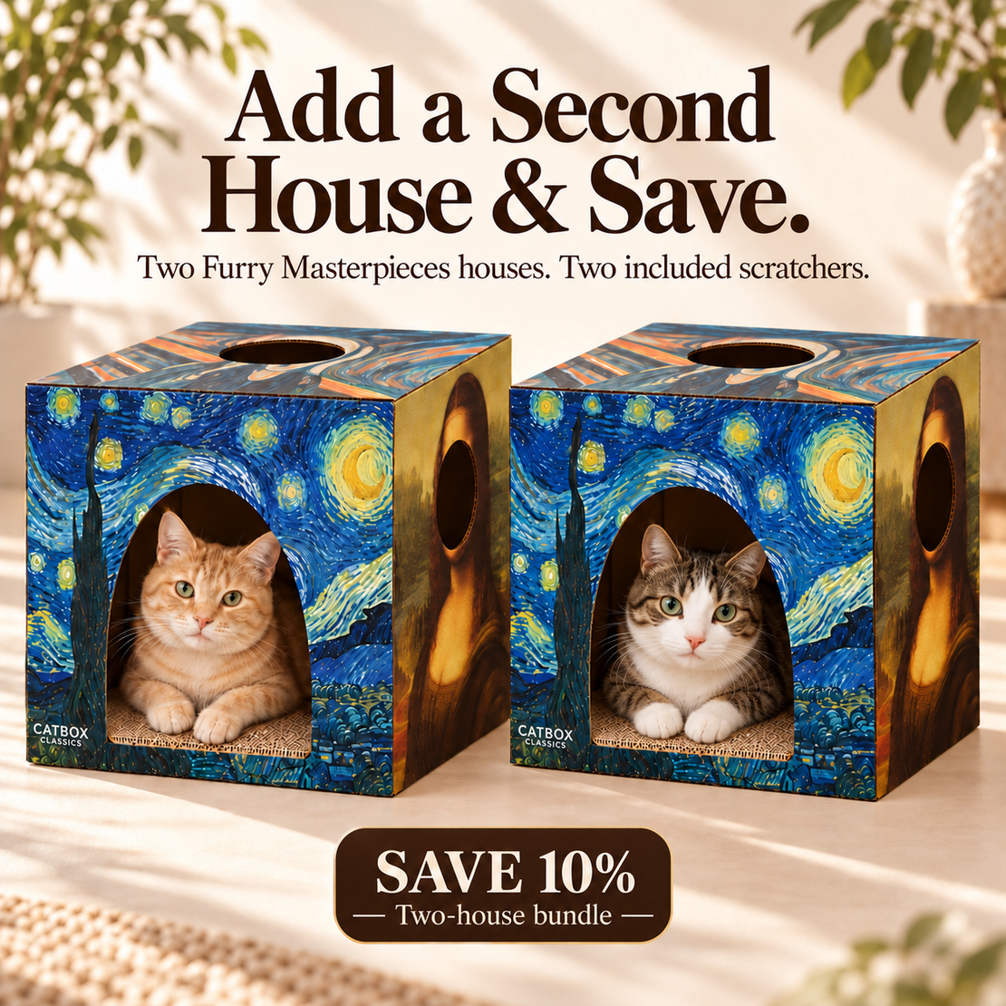 Furry Masterpieces Cardboard Cat House with Scratcher