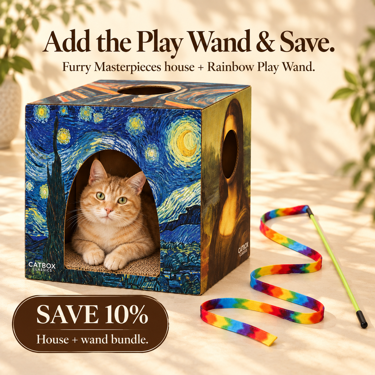 Furry Masterpieces Cardboard Cat House with Scratcher