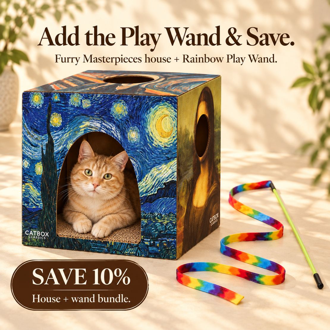 Furry Masterpieces Cardboard Cat House with Scratcher