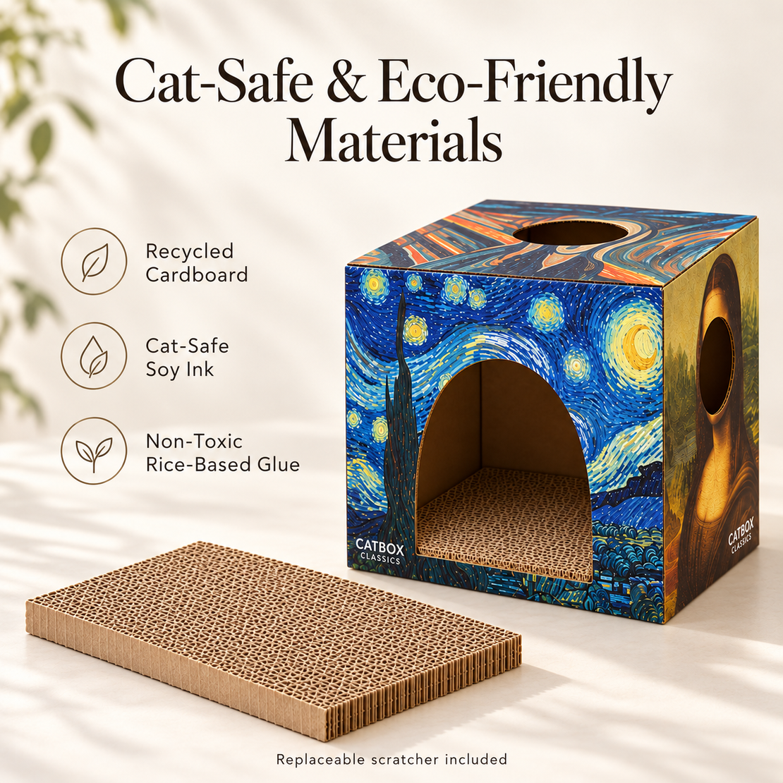 Furry Masterpieces Cardboard Cat House with Scratcher