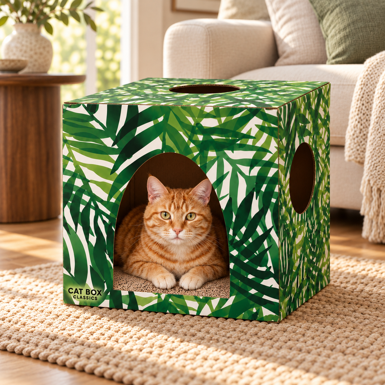 Kitty Jungle Cardboard Cat House with Scratcher
