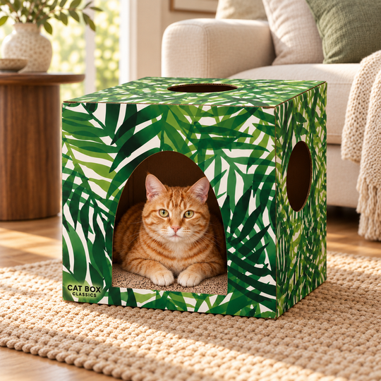 Kitty Jungle Cardboard Cat House with Scratcher
