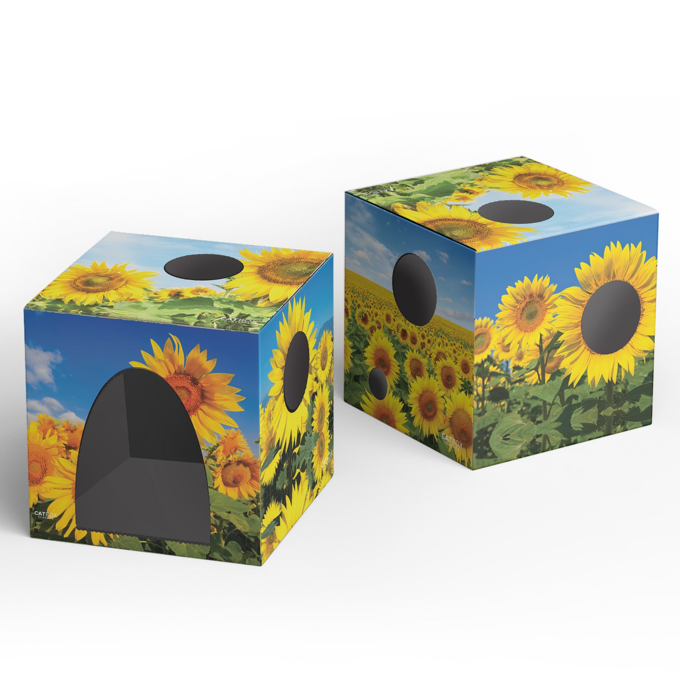 Sunflowers Cardboard Cat House with Scratcher