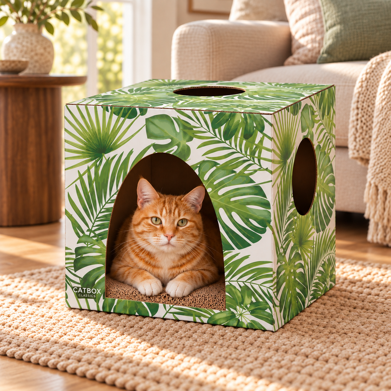 Tropicat Cardboard Cat House With Scratcher
