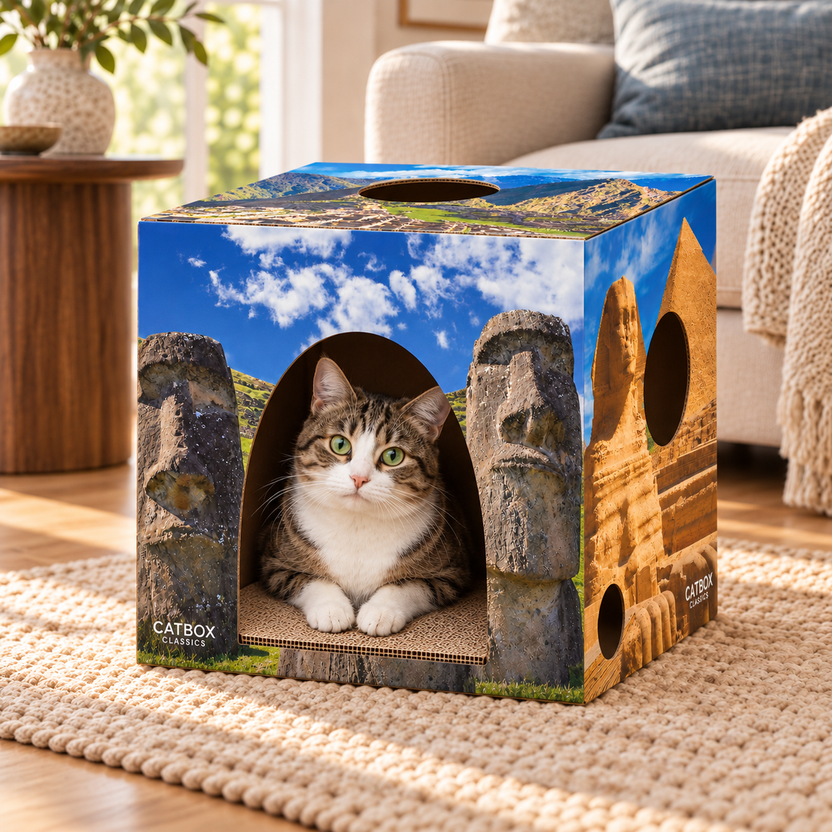Whiskers of the World Cardboard Cat House with Scratcher