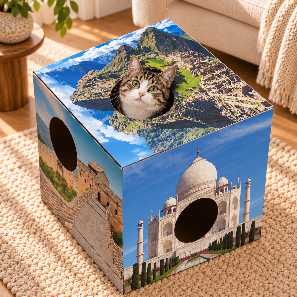 Whiskers of the World Cardboard Cat House with Scratcher