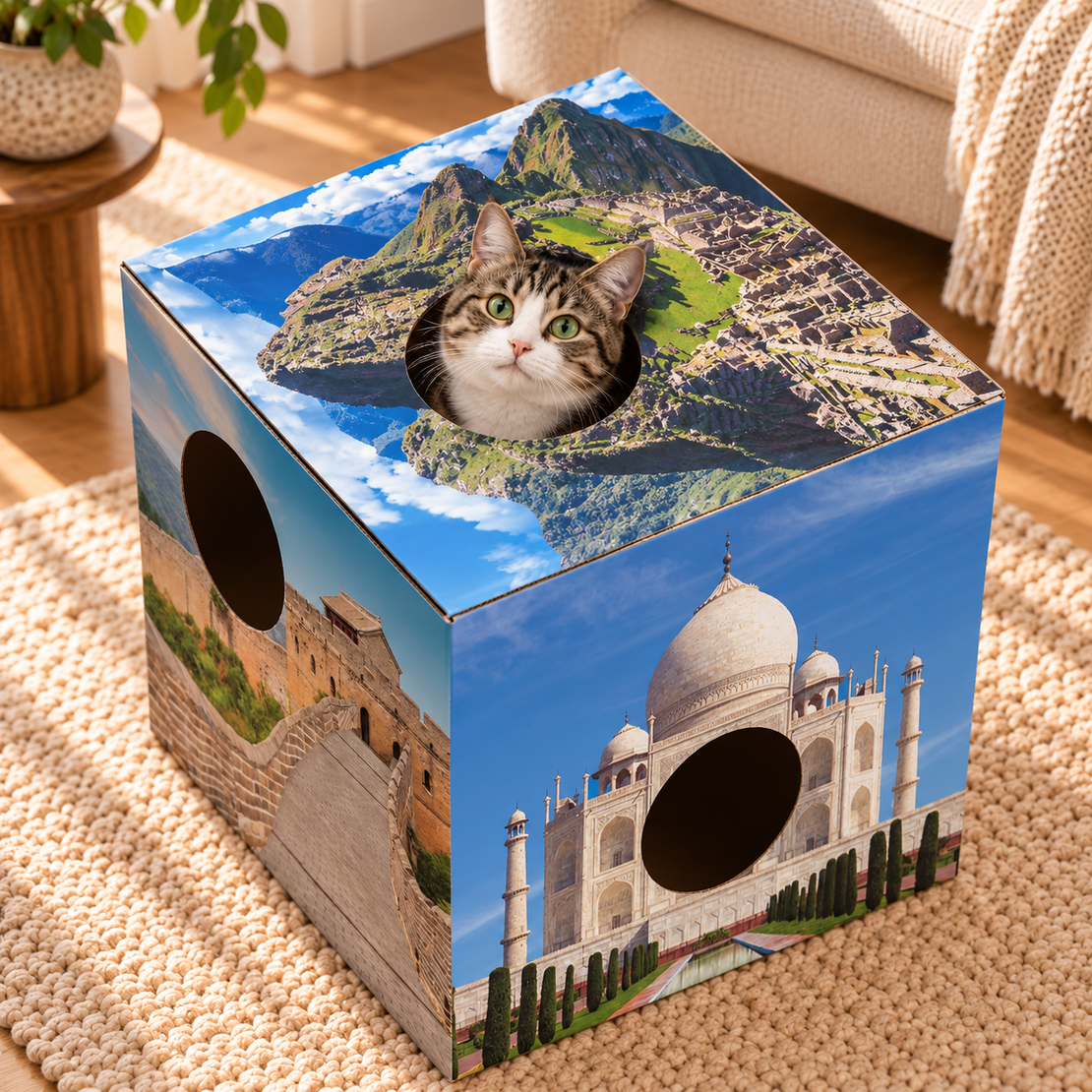 Whiskers of the World Cardboard Cat House with Scratcher
