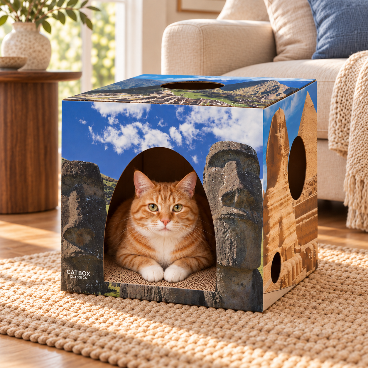Whiskers of the World Cardboard Cat House with Scratcher