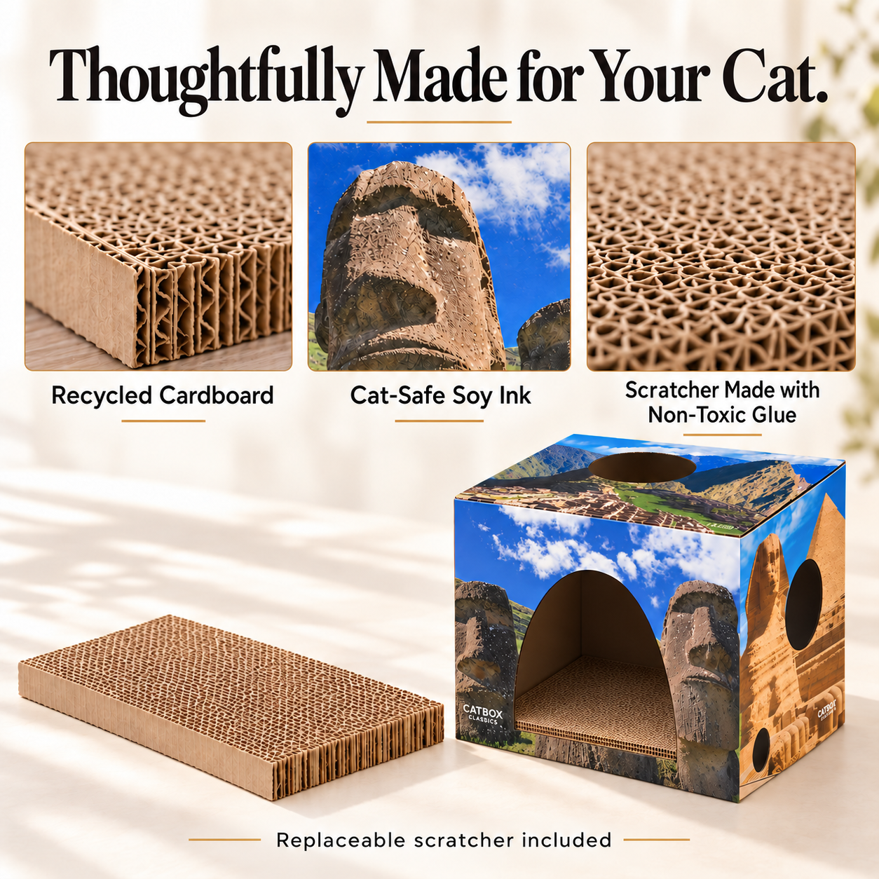 Whiskers of the World Cardboard Cat House with Scratcher