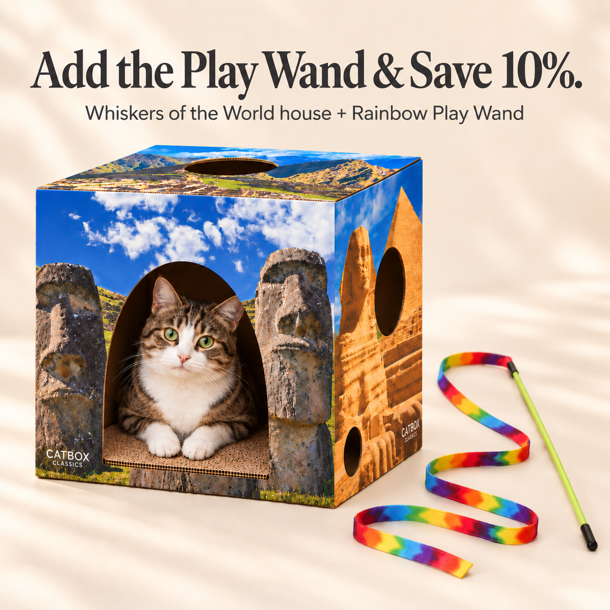Whiskers of the World Cardboard Cat House with Scratcher