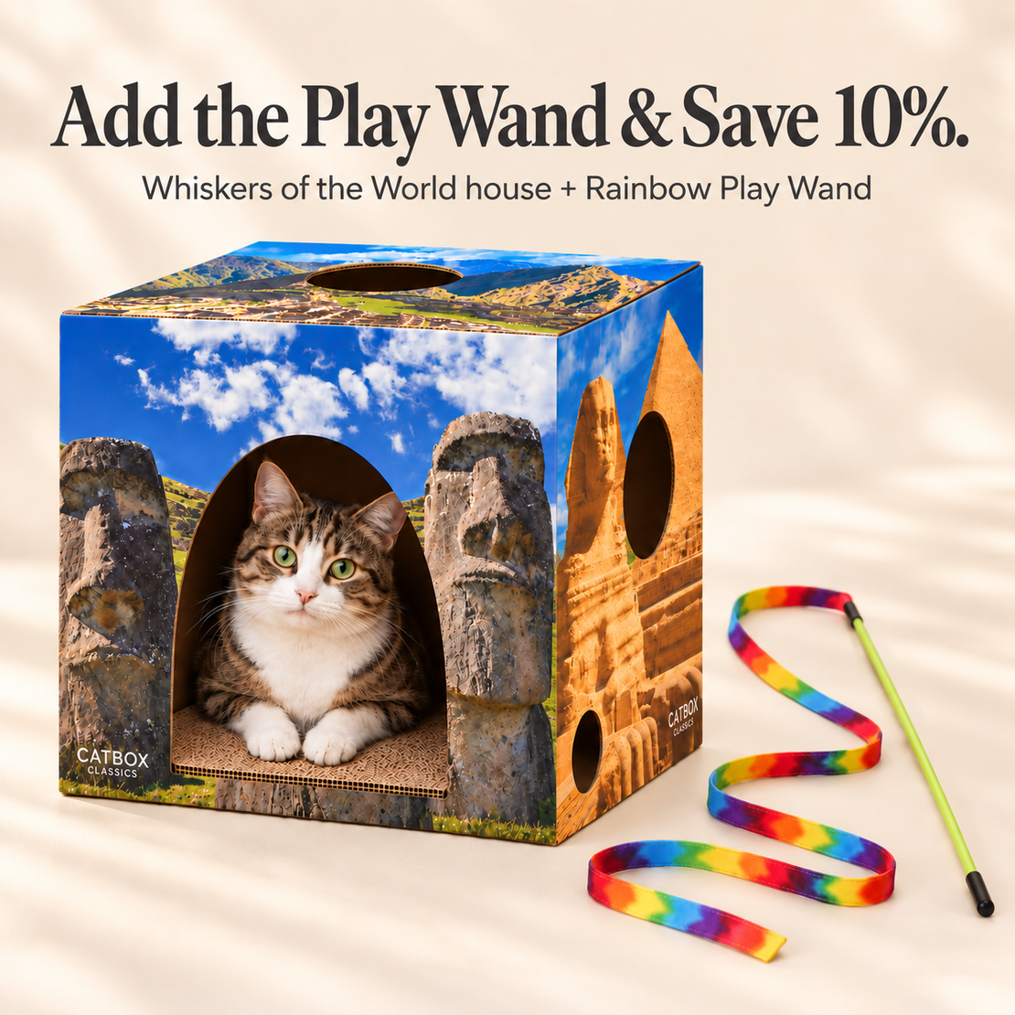Whiskers of the World Cardboard Cat House with Scratcher