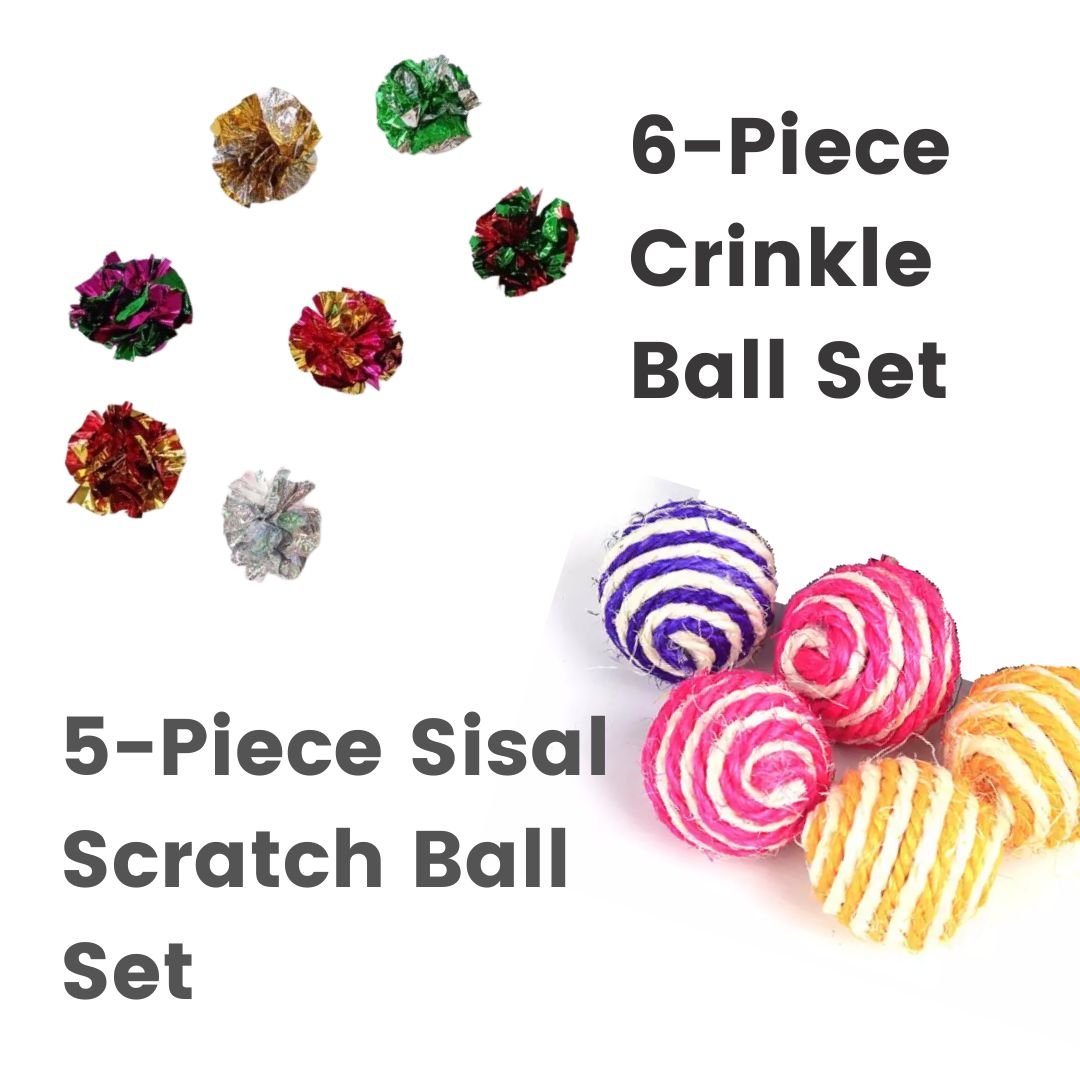 6-Piece Cat Crinkle Balls Play Pack - Cat Box Classics