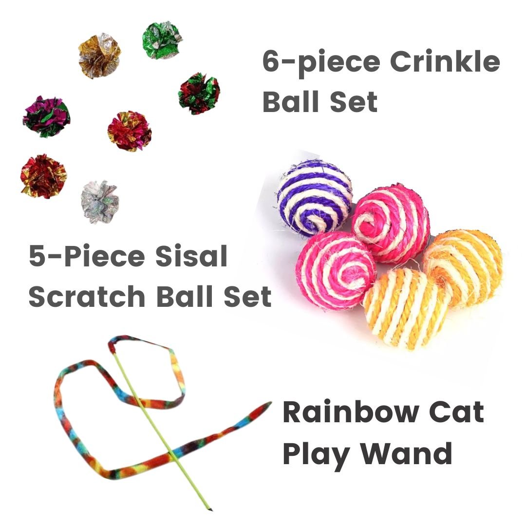 6-Piece Cat Crinkle Balls Play Pack - Cat Box Classics