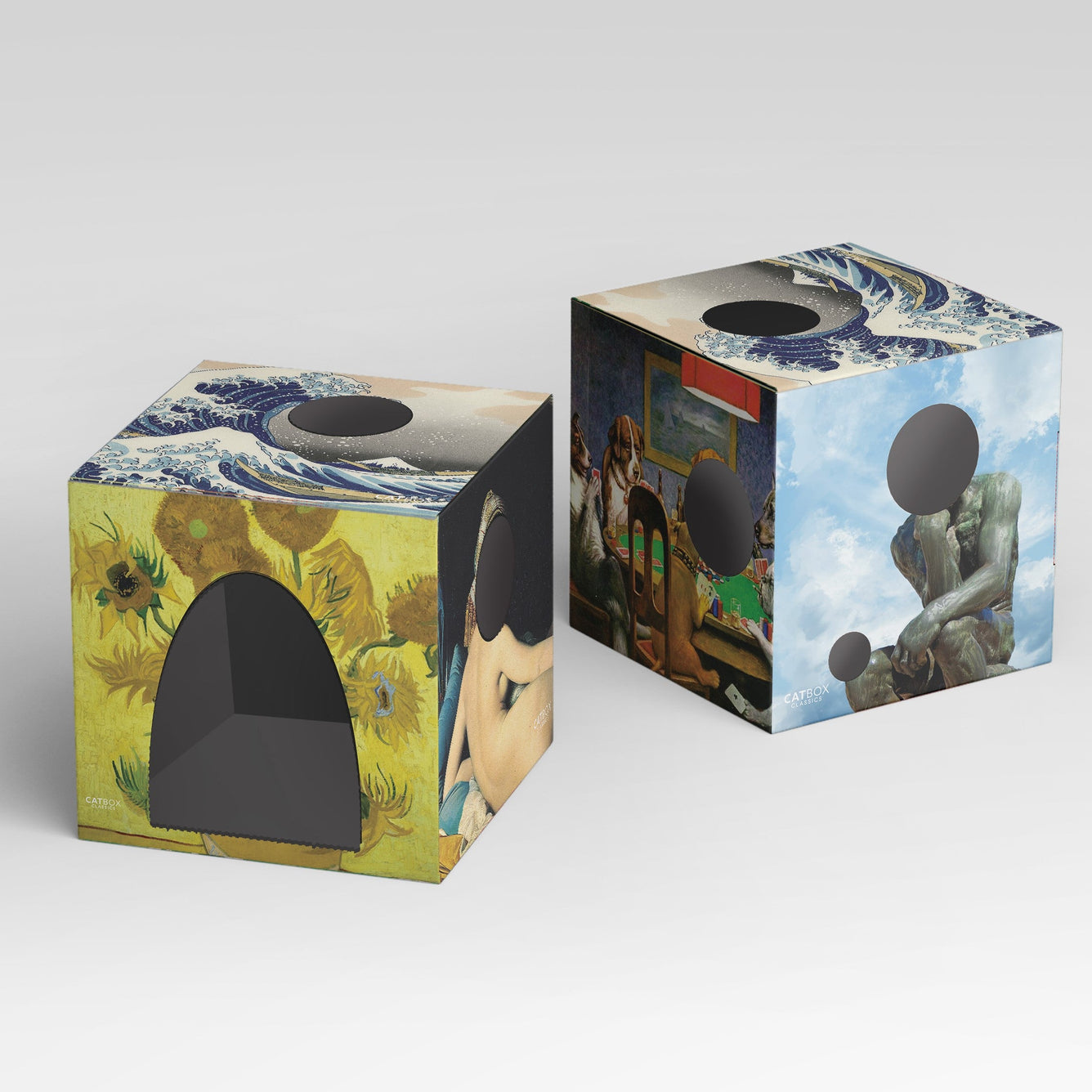 Meow Masterpieces Cardboard Cat House with Scratcher - Cat Box Classics