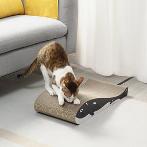 Cute cat scratching Whale Buddy Cardboard Cat Scratcher 